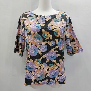Ella Moss Floral Top Women's Medium Multicolor Cottagecore Retro Boho Spring